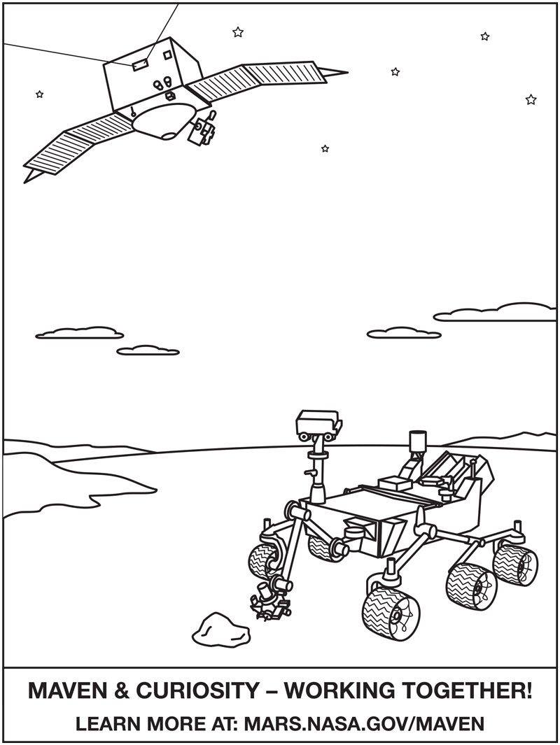 MAVEN and Curiosity Rover Coloring Sheet