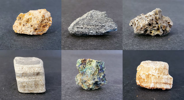 image grid showing 6 different types of rocks