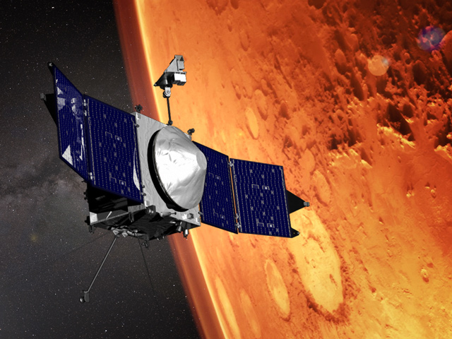 artist's concept of MAVEN and Mars