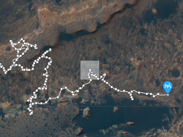 map of Curiosity's recent route on Mars