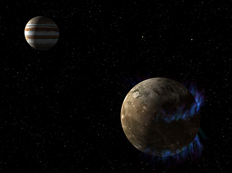 Illustration of Jupiter and Ganymede