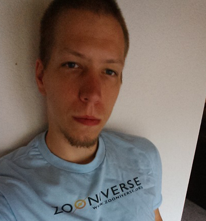 Timo wearing his Zooniverse shirt