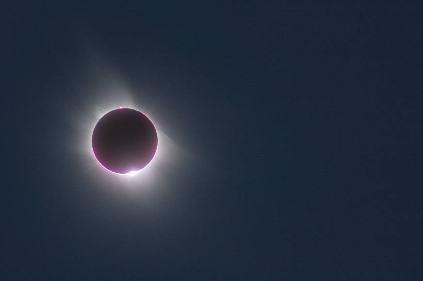 Baily's beads and diamond ring stages of a solar eclipse