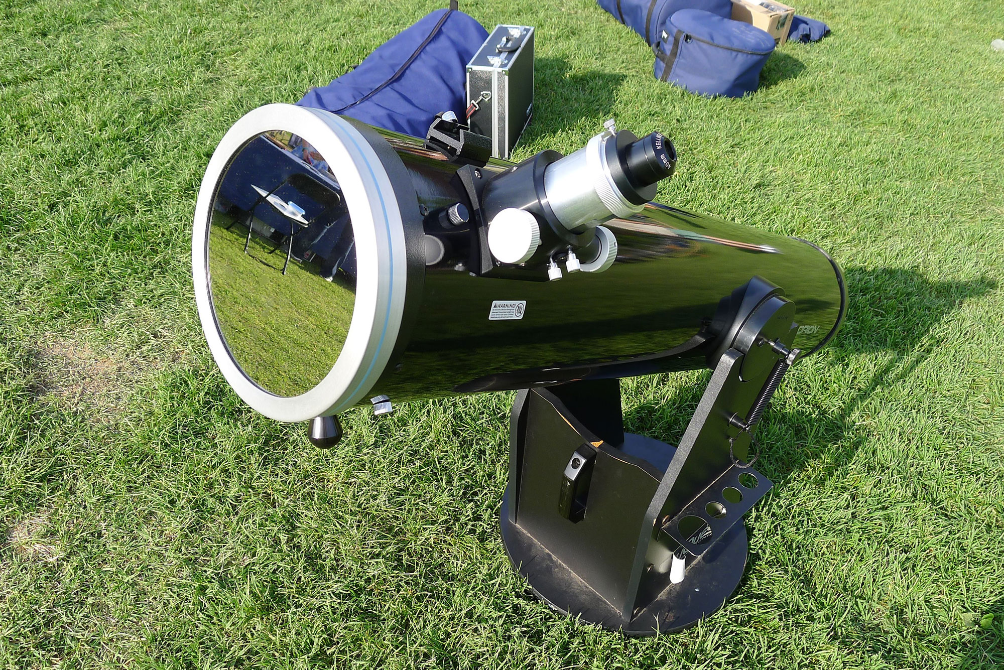 An example of a telescope with a specialized solar filter attached.