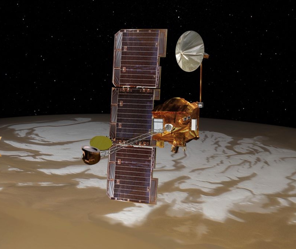 Mars Odyssey orbiter over the north polar region