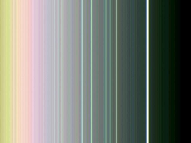 This false-color view of the rings of Uranus was made from images taken by Voyager 2 on Jan. 21, 1986, from a distance of 4.17 million kilometers (2.59 million miles).