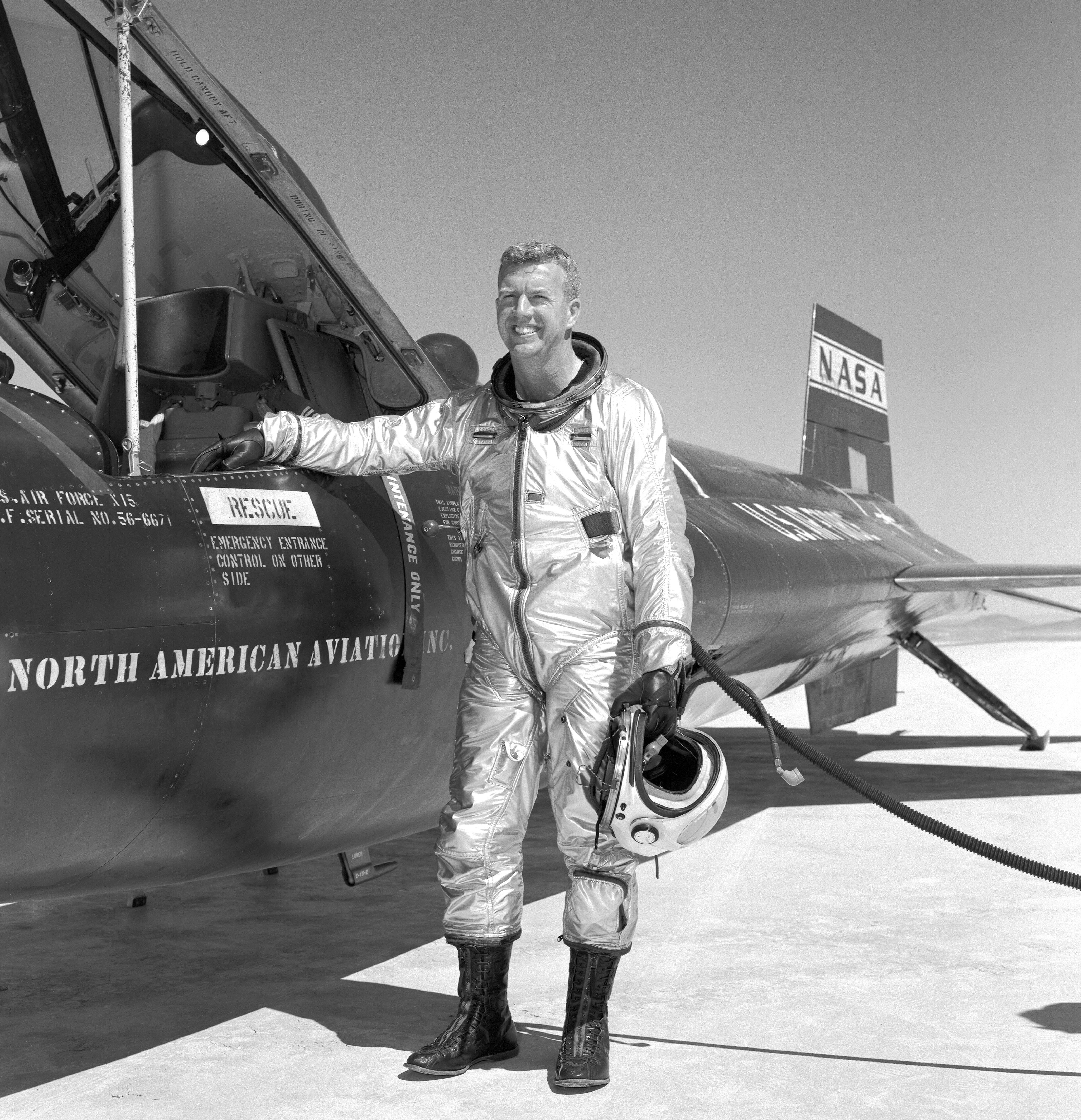 Test Pilot Joe Walker and X-15 rocket plane.