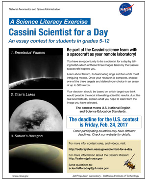 2016 17 Essay Contest Winners Scientist For A Day Nasa
