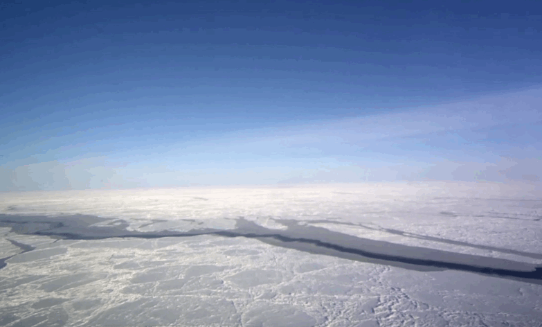 animation of flying over cracked ice