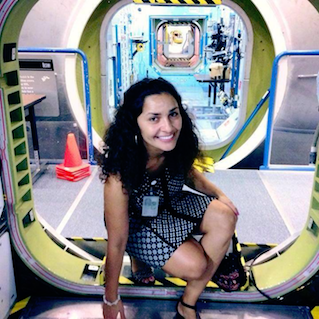 Anita in the space station mockup