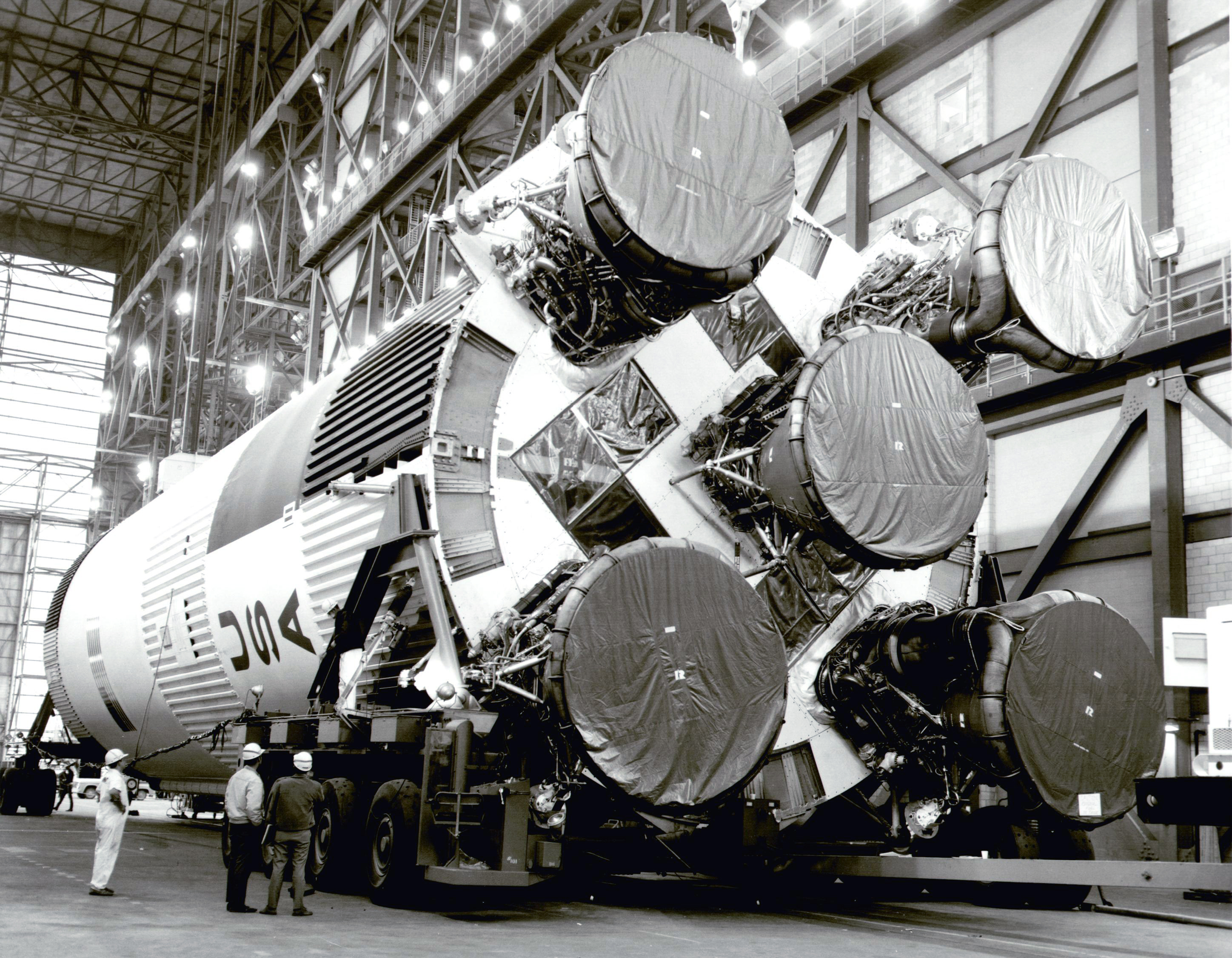 Saturn V on its side