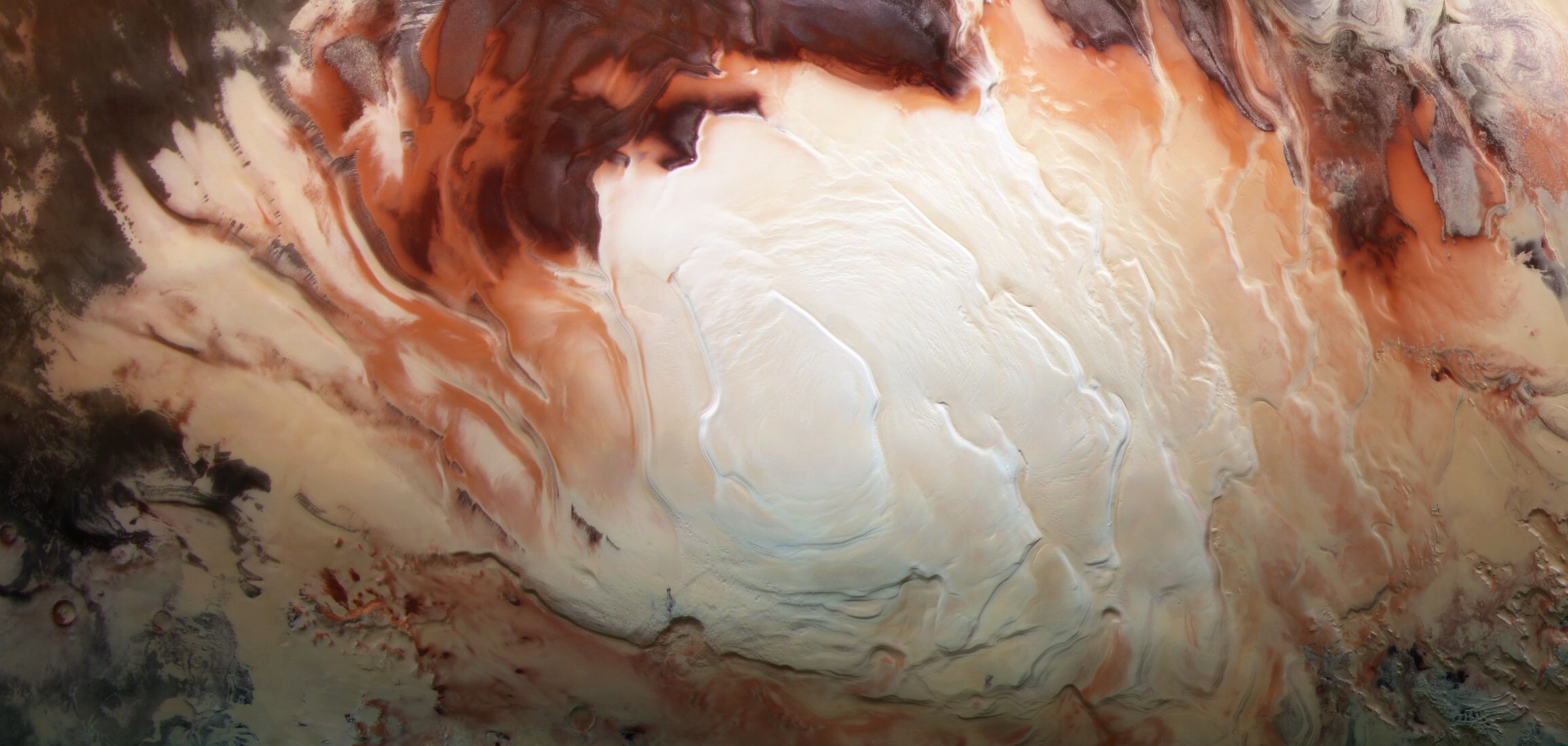 Cappuccino swirls at Mars’ south pole