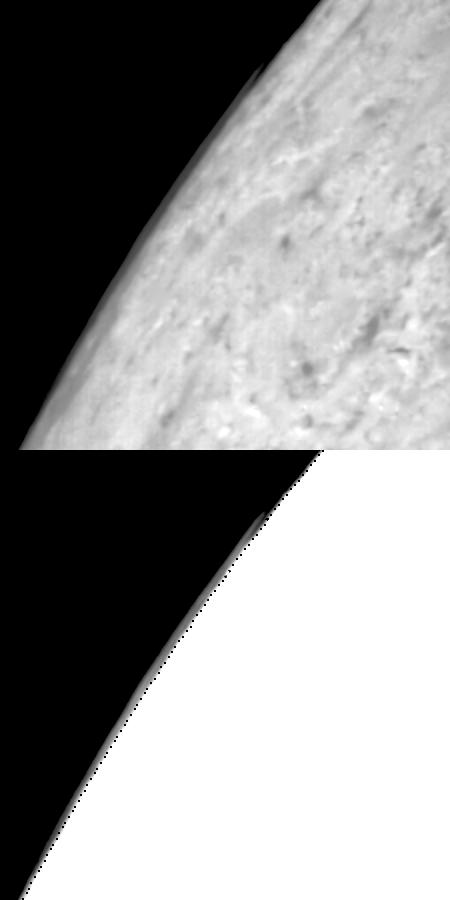 Limb clouds over Triton's south polar cap.