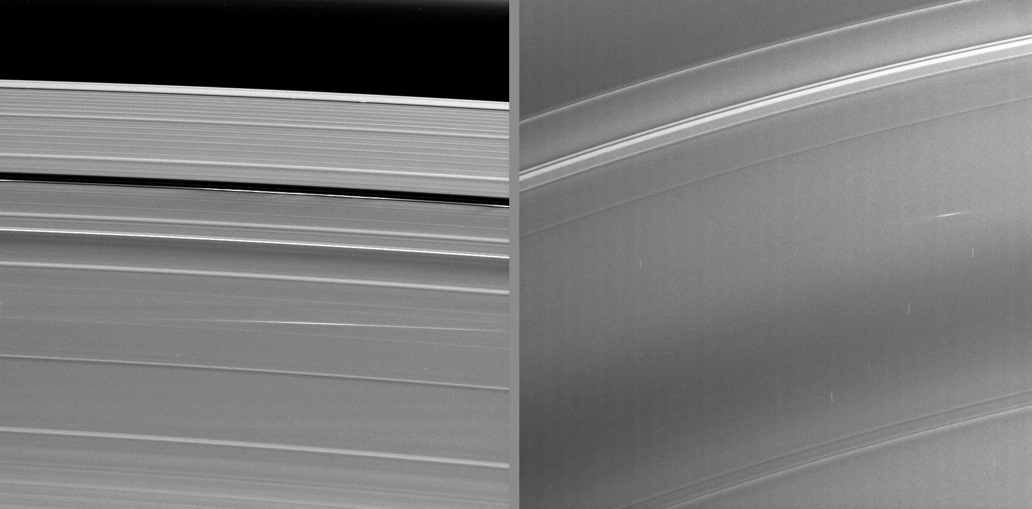 Bright streaks on Saturn's rings