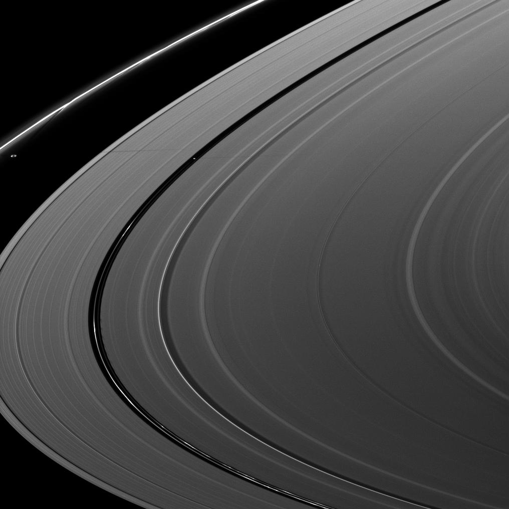 Prometheus and Pan cast shadows on the A ring