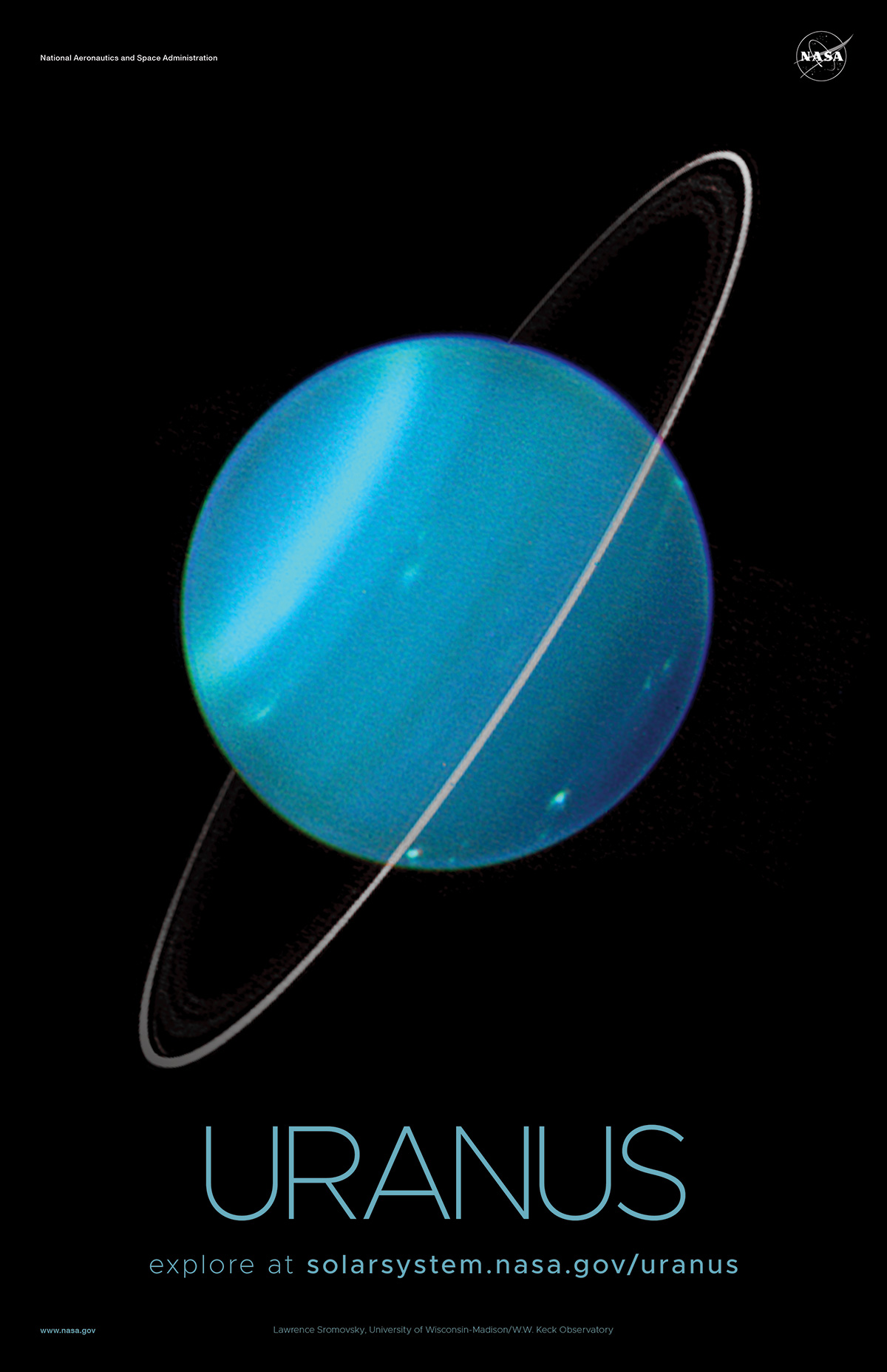 Poster view of Uranus with its rings.