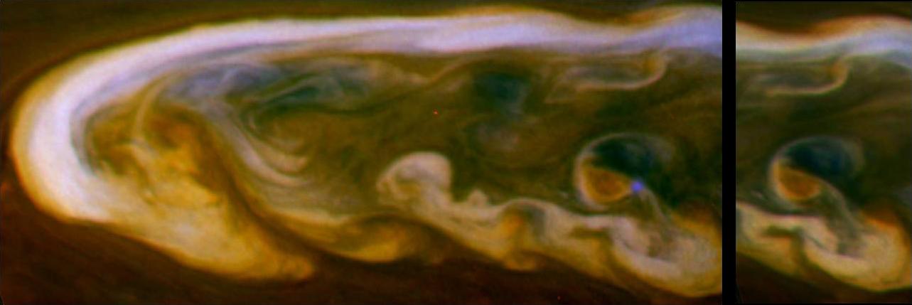 These nearly-true-color mosaics from NASA's Cassini spacecraft capture lightning striking within the huge storm that encircled Saturn's northern hemisphere for much of 2011.