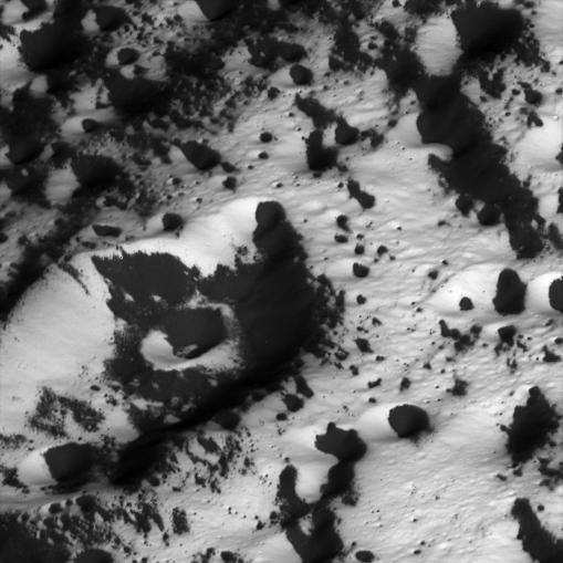 Bright landscape coated by dark material on Iapetus
