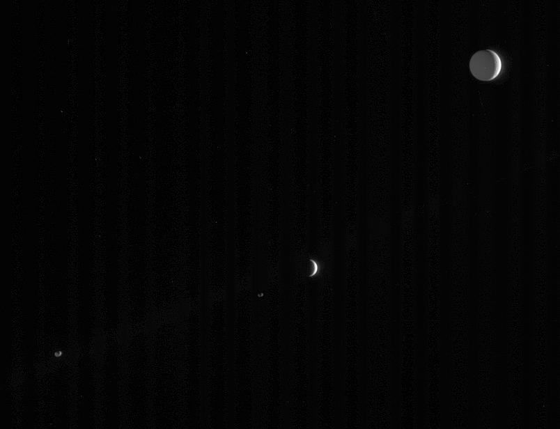 Enceladus, Epimetheus, Janus and Tethys