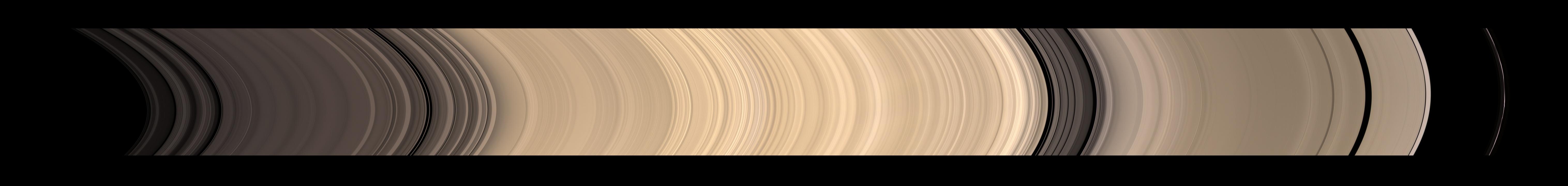 Saturn's rings, in a mosaic constructed from 45 images