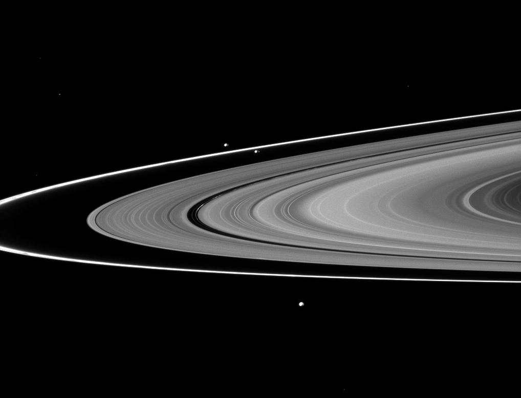 Saturn's rings, Prometheus, Pandora and Epimetheus