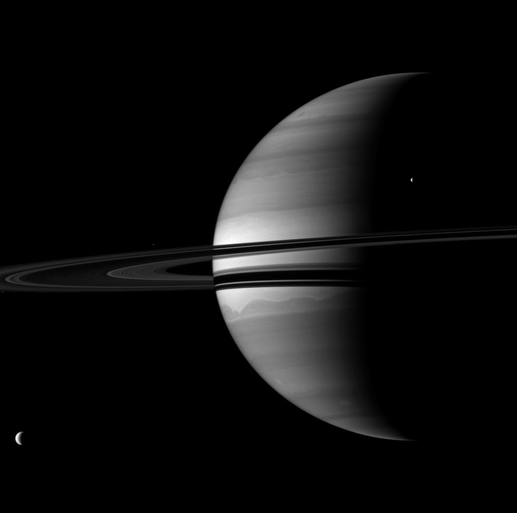 Saturn, Titan, Tethys, Pandora and Epimetheus
