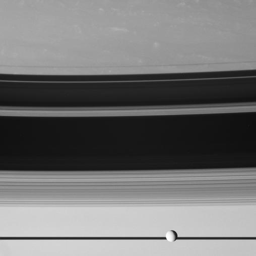 Tethys and Saturn's rings