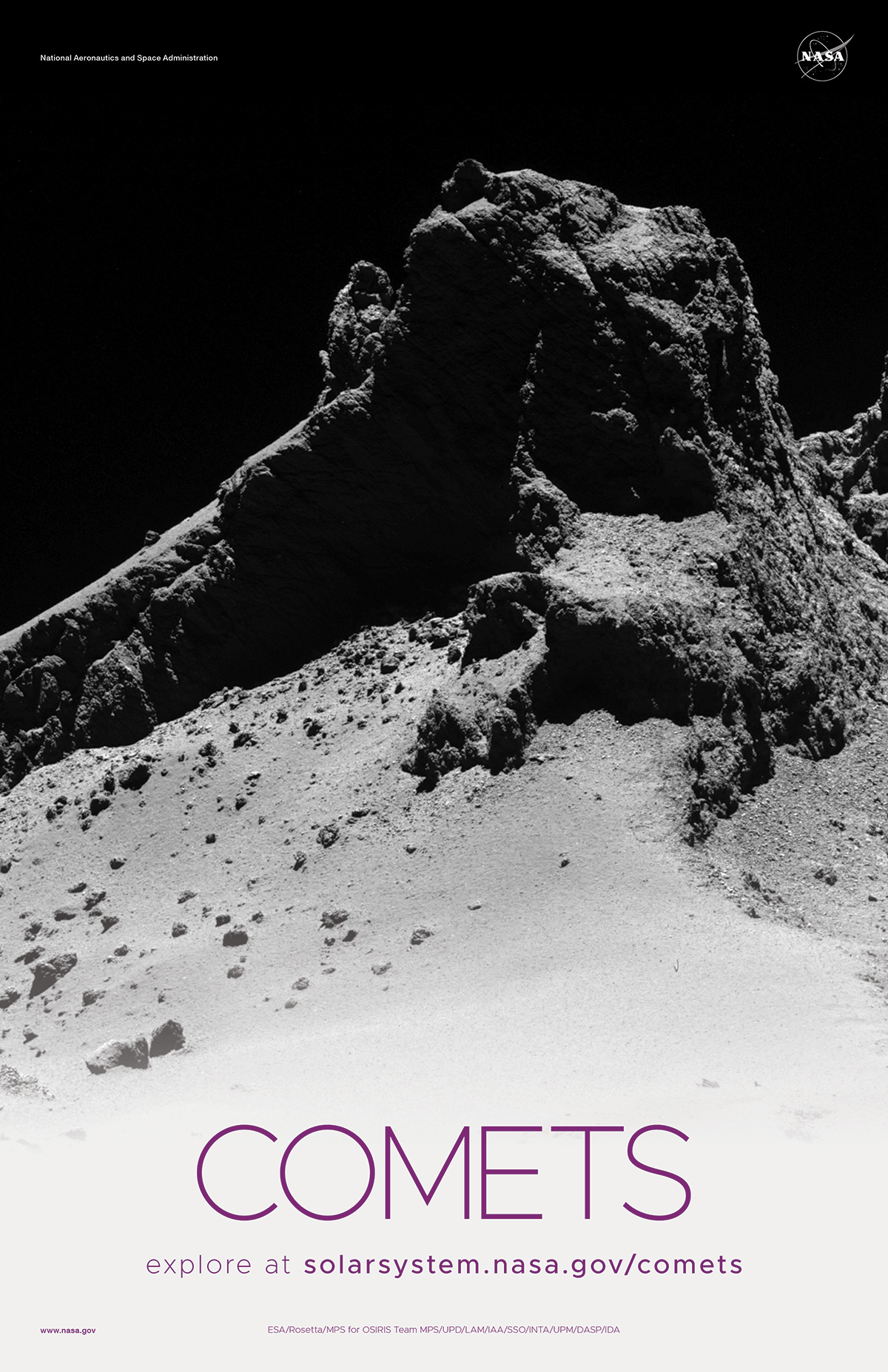 Close up of comet's surface.