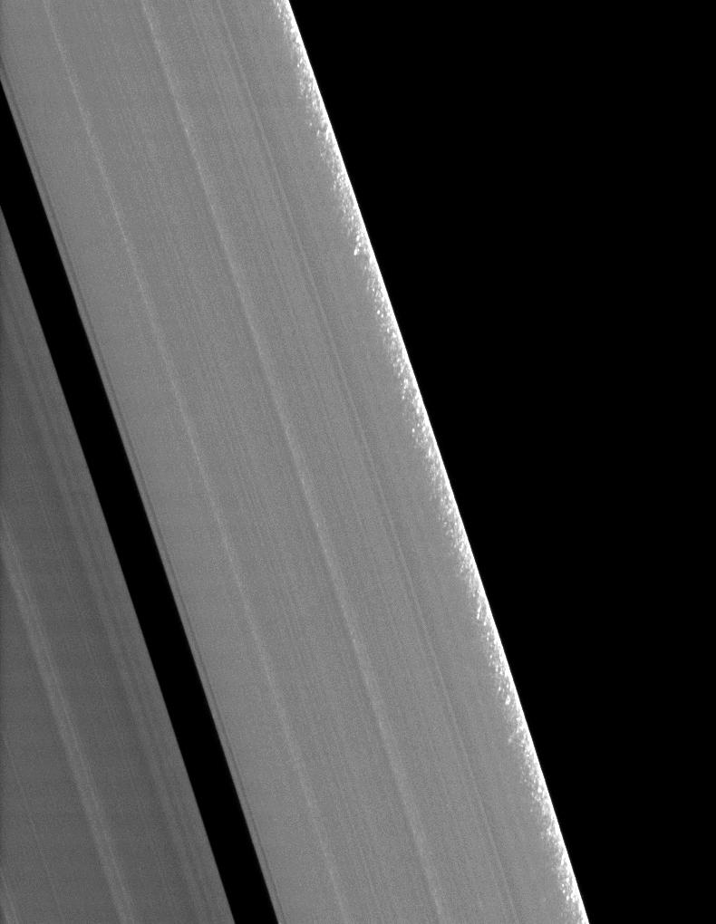 Clumps of ring material along the edge of Saturn's A ring