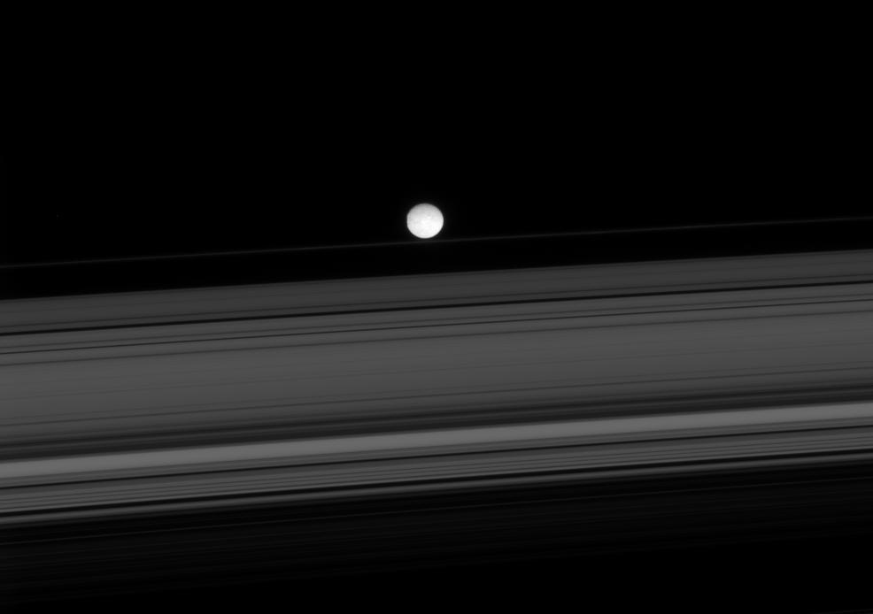 Saturn's rings and Mimas