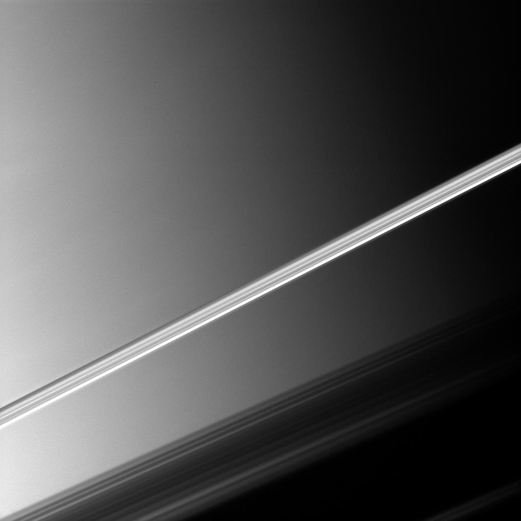 Saturn's brightly lit rings and the planet's clouds
