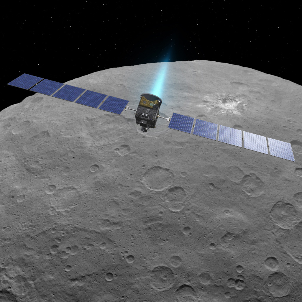Dawn Fires Its Engine Above Ceres (Artist Concept)