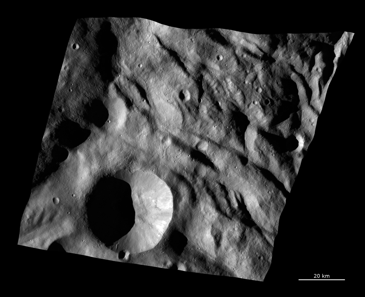 Complex Surface Texture in Vesta's Southern Hemisphere