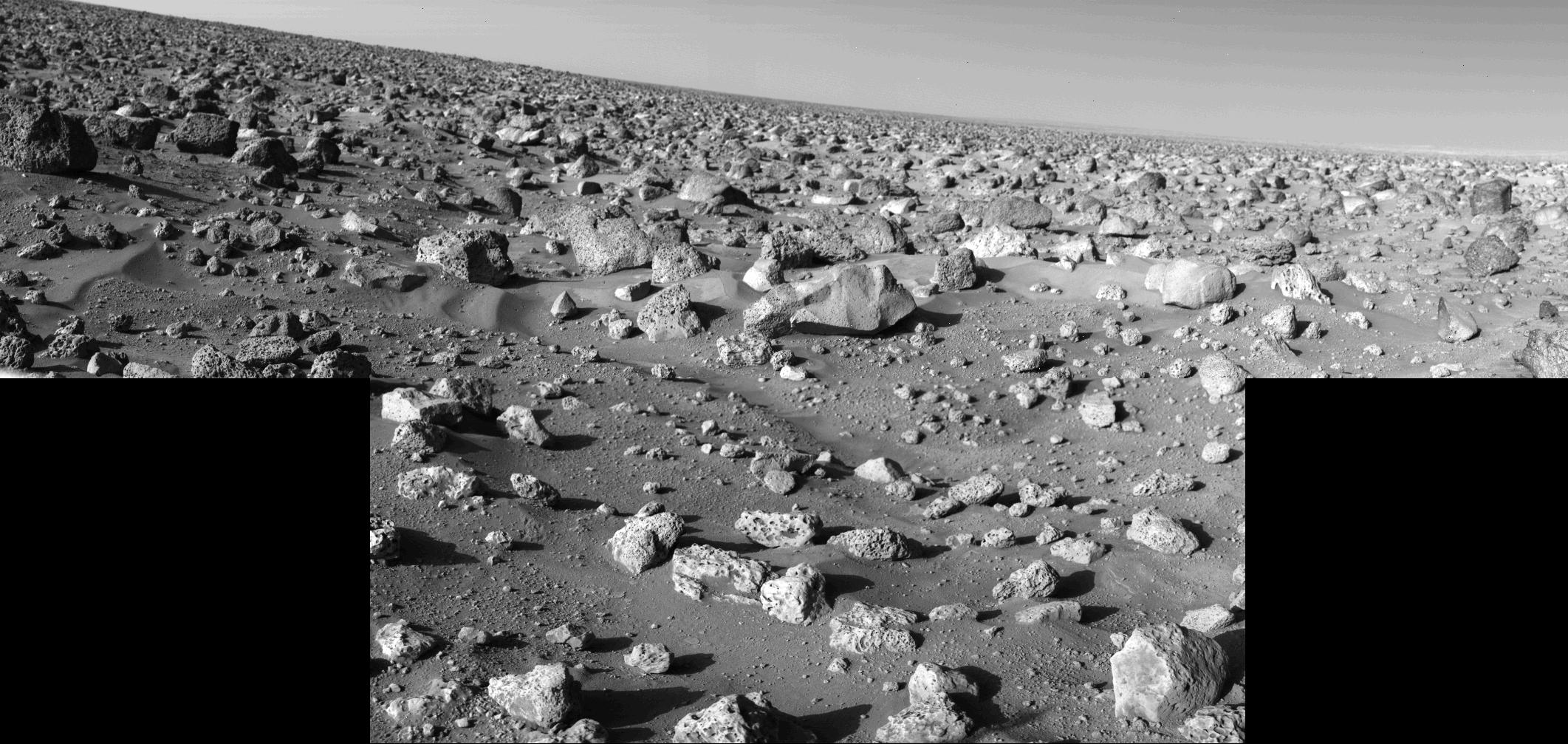On a clear day on Mars, you can see tens of thousands of rocks.