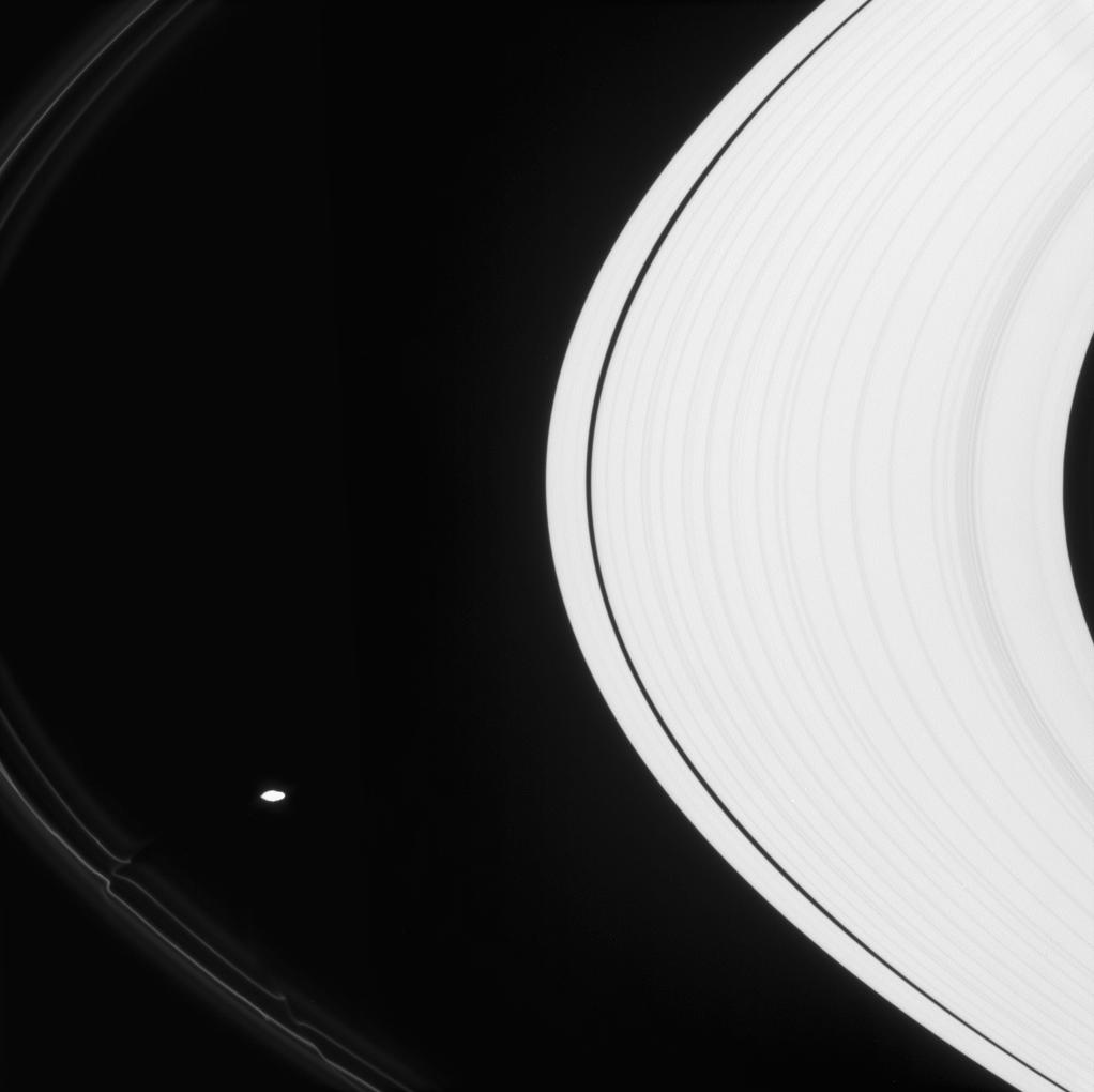 Prometheus and Saturn's rings