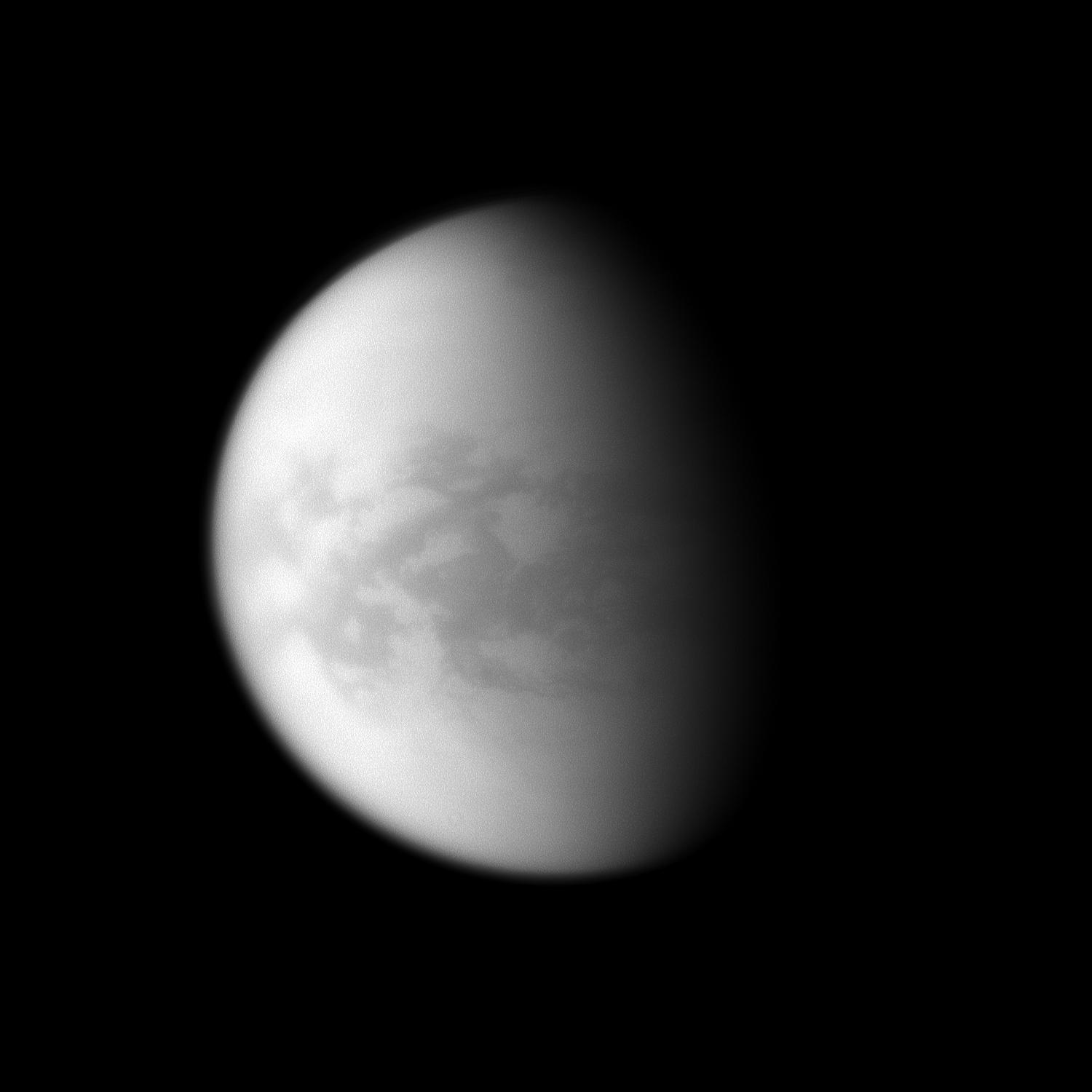 The Cassini spacecraft examines the dark region of Senkyo on Saturn's largest moon, Titan.