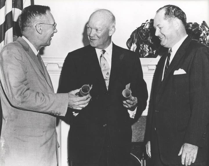 Spurred by the launch of Sputnik, U.S. President Dwight D. Eisenhower signs the National Aeronautics and Space Act of 1958, which creates the National Aeronautics and Space Administration, better known as NASA.