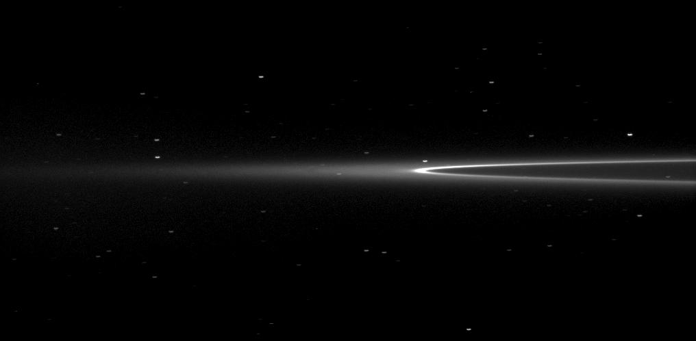 Saturn's tiny moon Aegaeon within the G-ring arc