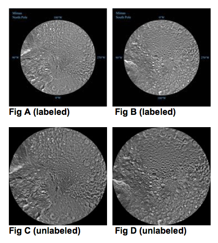 Map of Mimas north and south poles