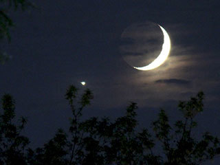 Bright Moon and Crescent Venus