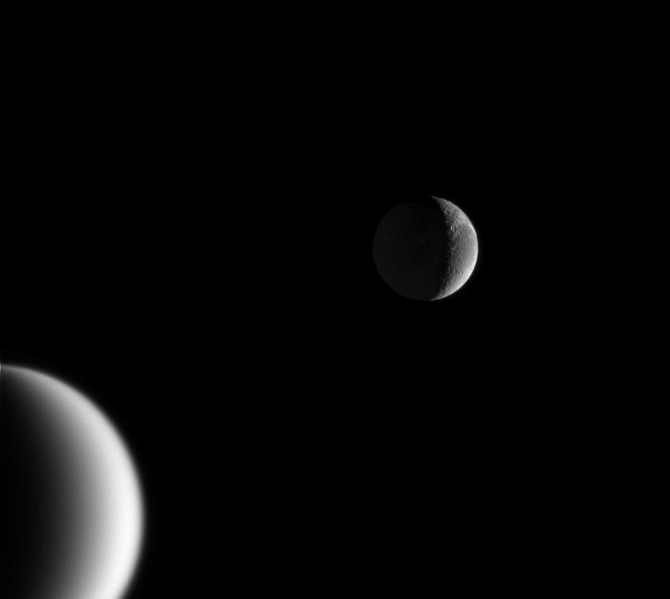 Saturn's moons Titan and Dione