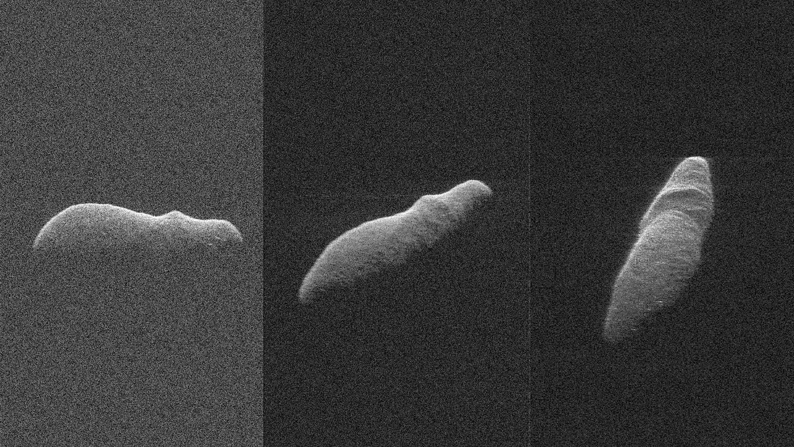 Fuzzy images of potato-shaped asteroid.