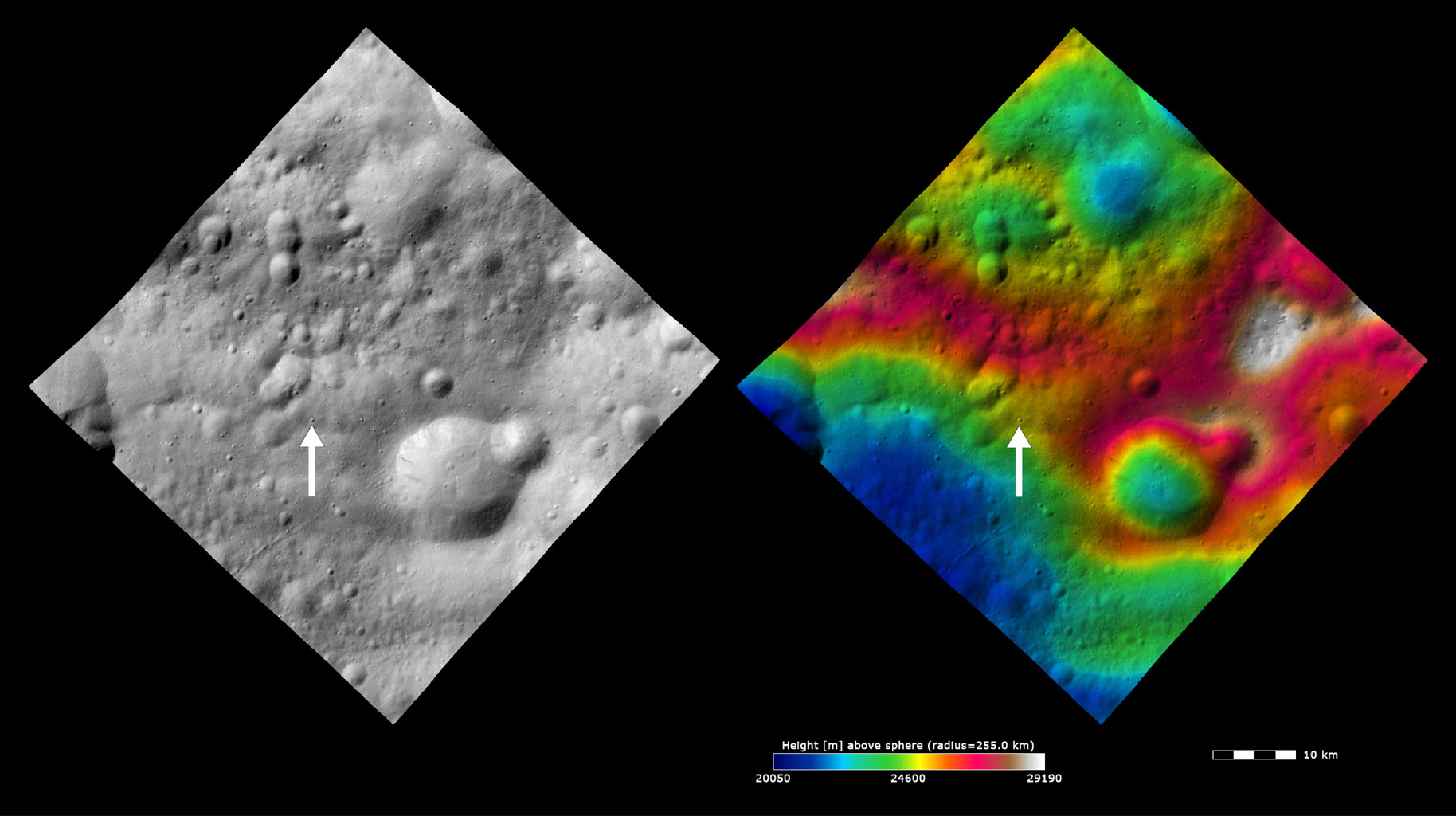 Topography and Albedo Image of Claudia Crater