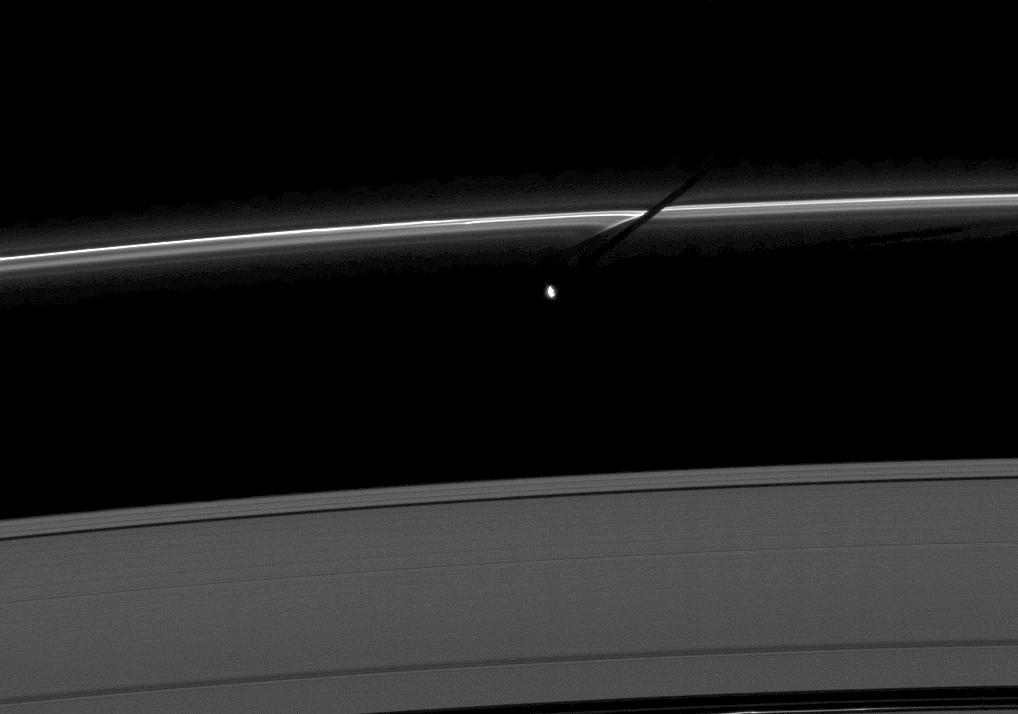 Prometheus casts a shadow on the thin F ring