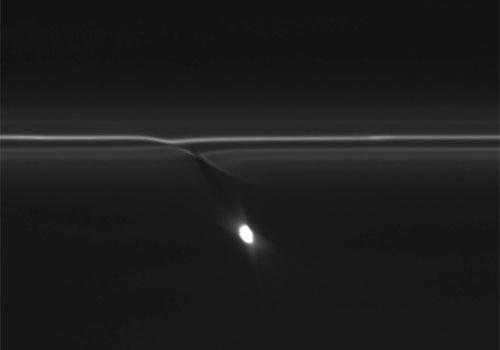 In this movie from NASA's Cassini spacecraft, the gravitational pull of Saturn's moon Prometheus creates patterns in Saturn's F ring.
