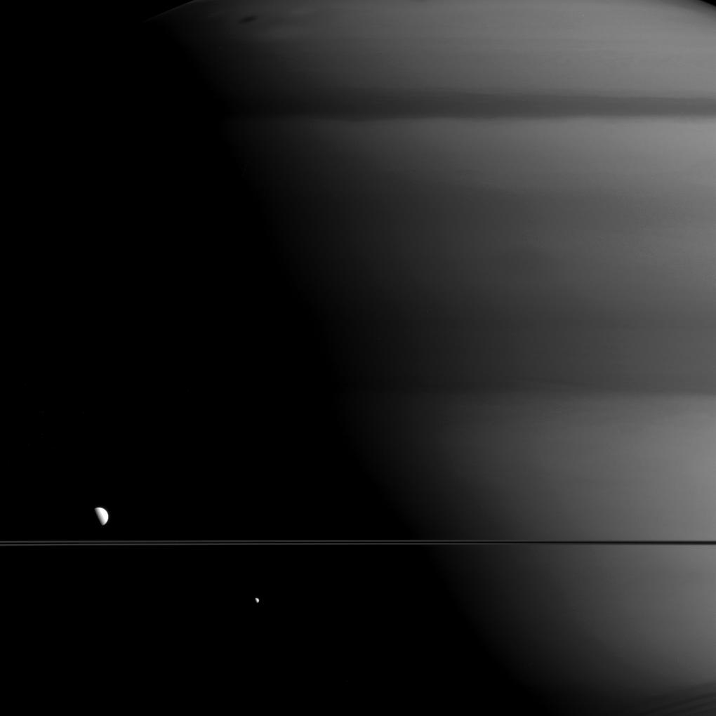 Saturn, Mimas and Dione