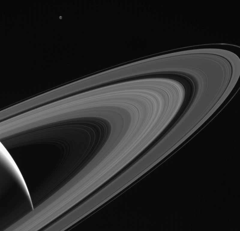 Tethys and Saturn's rings