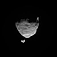 This view of the two moons of Mars comes from a set of images taken by NASA's Mars rover Curiosity as the larger moon, Phobos, passed in front of the smaller one, Deimos, from Curiosity's perspective, on Aug. 1, 2013.