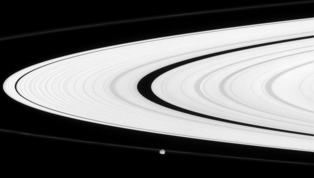 Saturn's rings and the moon Epimetheus
