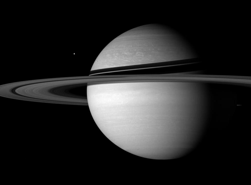 Saturn, Tethys and Enceladus